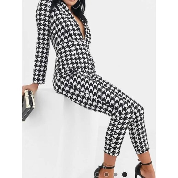 ASOS Black White Houndstooth Jumpsuit Size US 4 /  EUR 36 NEW NWOT - Picture 1 of 3
